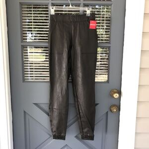 Spanx Black Faux Leather Like Jogger Pant Brand New NWT Chic Glam Elegant